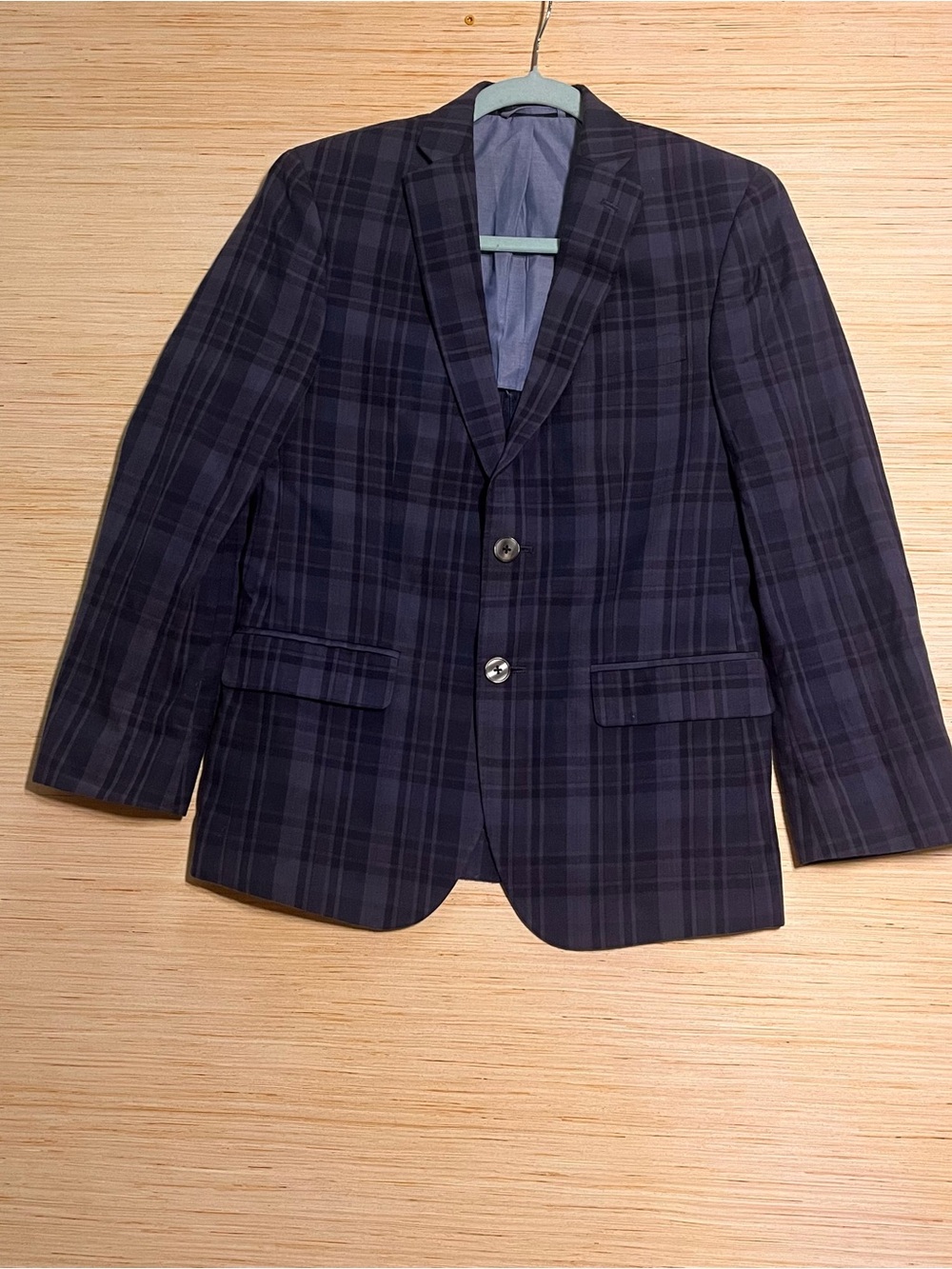 Lauren Ralph Lauren Navy Plaid Cotton Blazer Tailored Preppy 14R